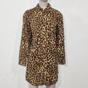 Lauren Ralph Lauren Leopard Print Button Down Shirt Womens Sz Small